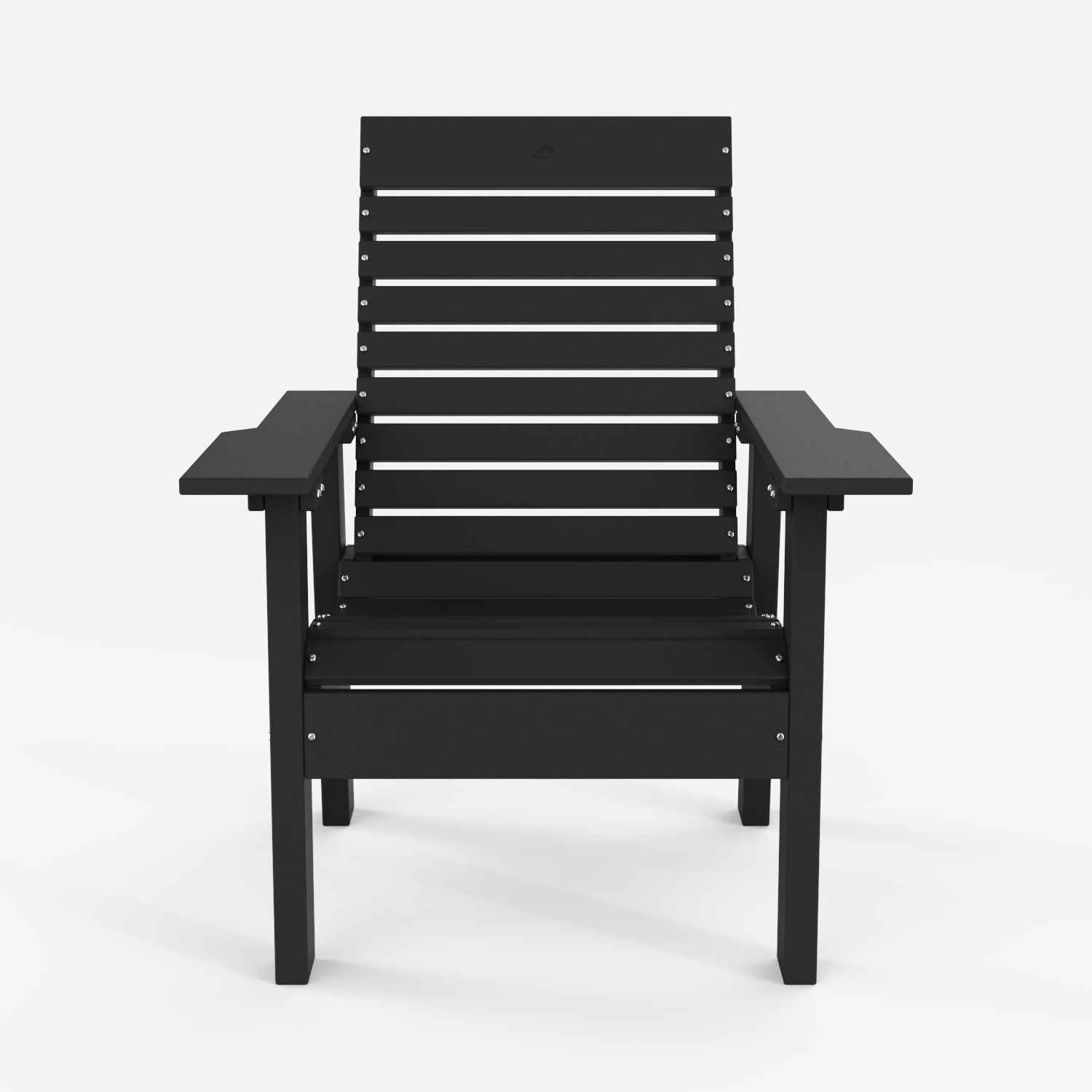 The Flux modern Muskoka chair in black, made in British Columbia from marine-grade HDPE