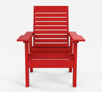 The Flux outdoor chair in red, front view