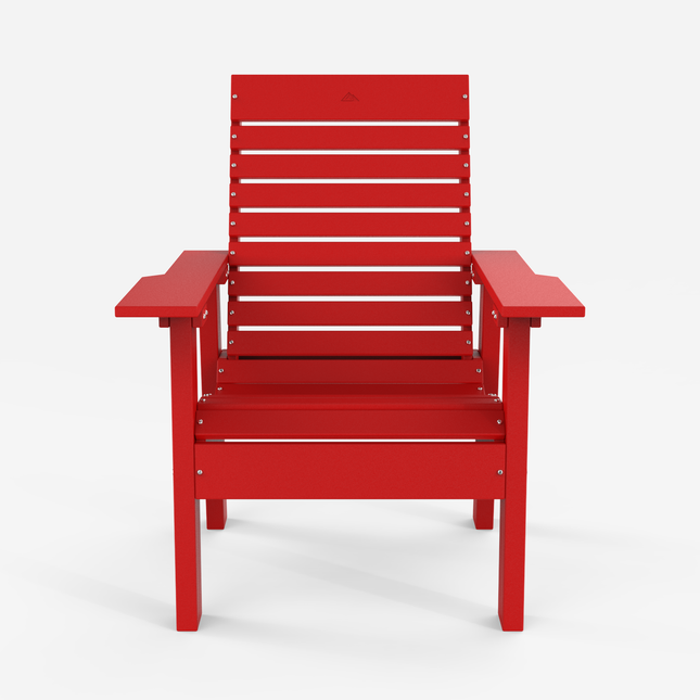 The Flux outdoor chair in red, front view