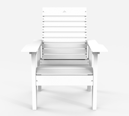 The Flux outdoor chair in white, front view