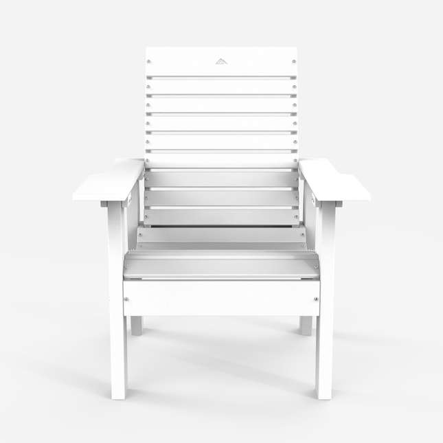 The Flux outdoor chair in white, front view