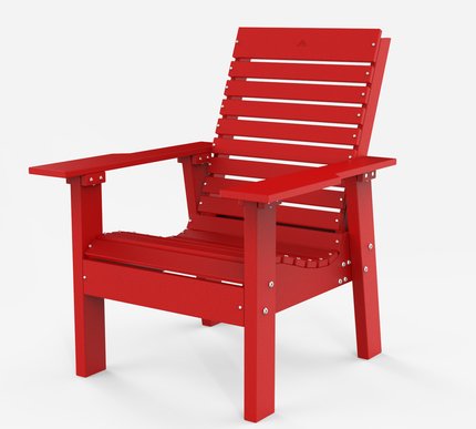 The Flux outdoor chair in red, side view