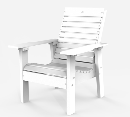 The Flux outdoor chair in white, side view