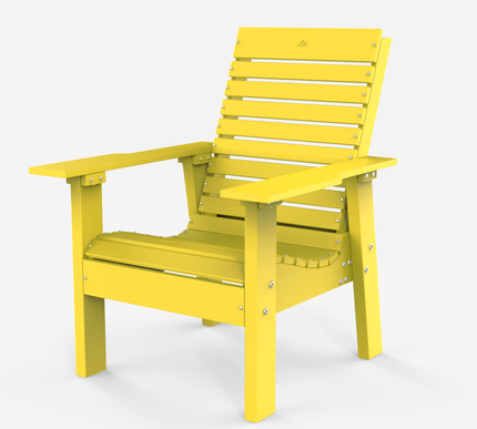 The Flux outdoor chair in yellow, side view